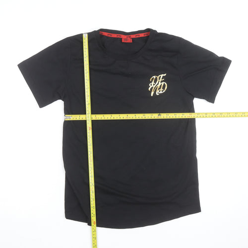 DFND Boys Black Logo Cotton T-Shirt 15-16 Years Short Sleeve Crew Neck