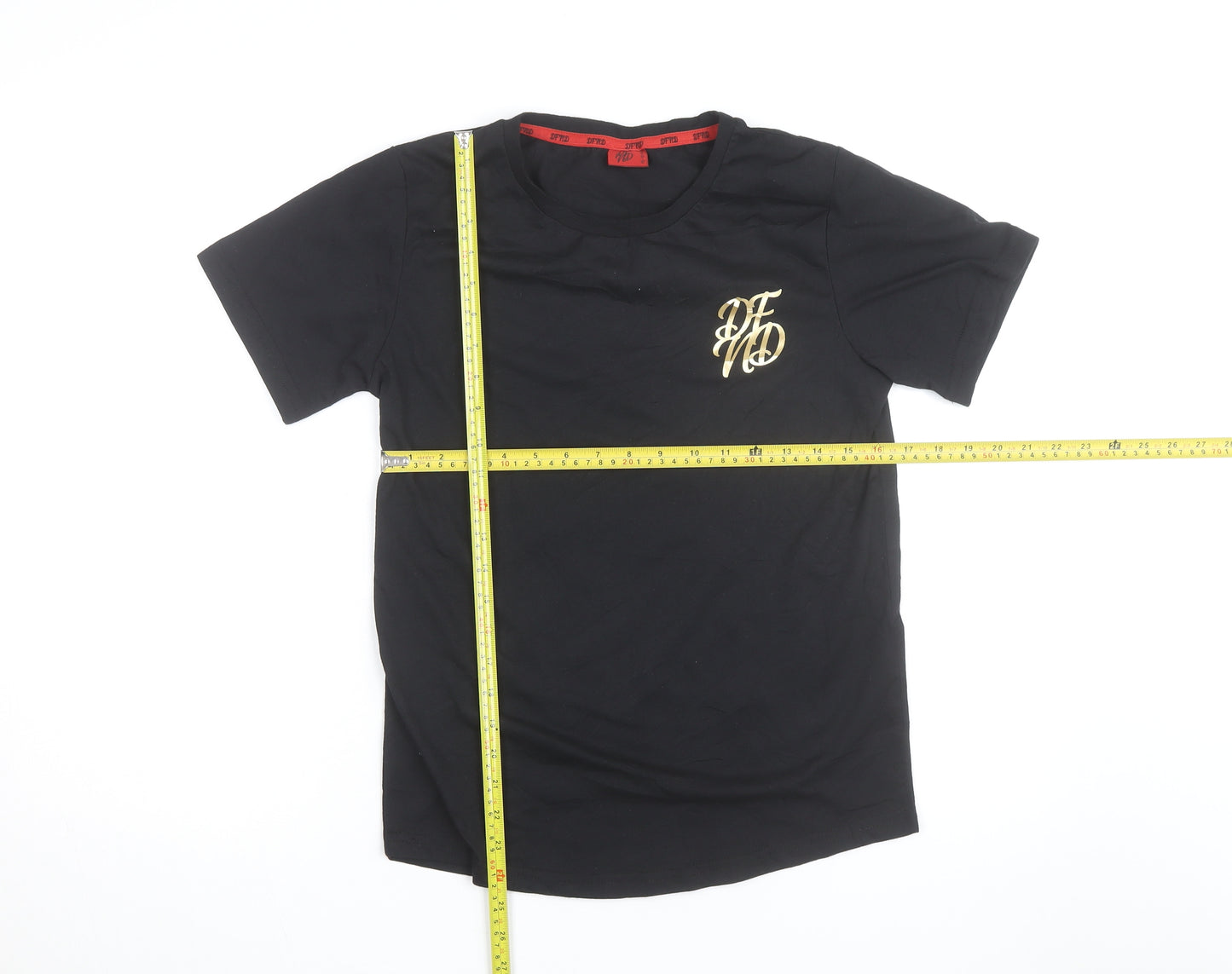 DFND Boys Black Logo Cotton T-Shirt 15-16 Years Short Sleeve Crew Neck
