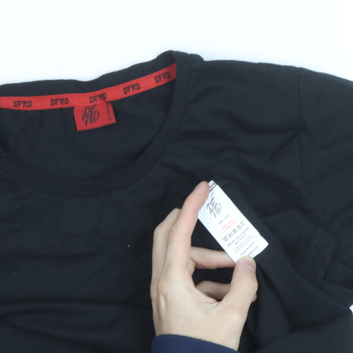 DFND Boys Black Logo Cotton T-Shirt 15-16 Years Short Sleeve Crew Neck