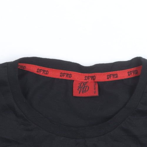 DFND Boys Black Logo Cotton T-Shirt 15-16 Years Short Sleeve Crew Neck