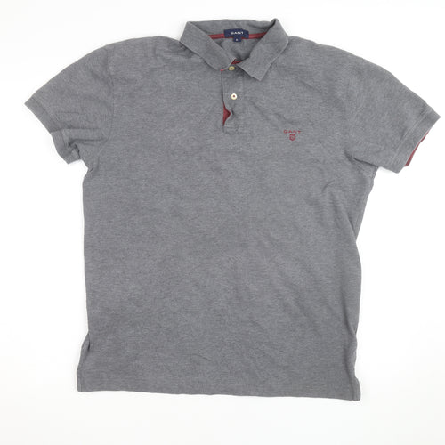 GANT Men's Grey Cotton Short Sleeve Polo Shirt XL