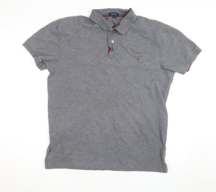 GANT Men's Grey Cotton Short Sleeve Polo Shirt XL