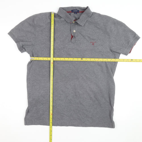 GANT Men's Grey Cotton Short Sleeve Polo Shirt XL