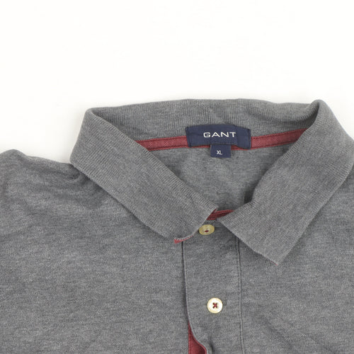 GANT Men's Grey Cotton Short Sleeve Polo Shirt XL