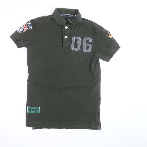 Superdry Men's Green XS 'Vintage Destroyed' Polo Shirt