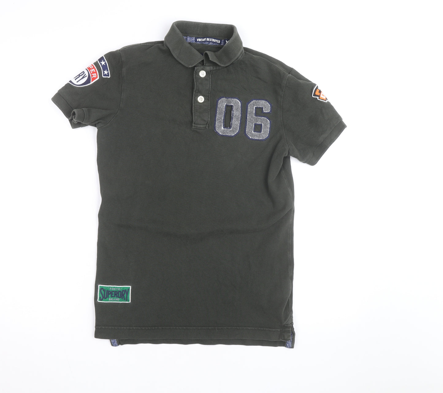 Superdry Men's Green XS 'Vintage Destroyed' Polo Shirt