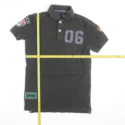 Superdry Men's Green XS 'Vintage Destroyed' Polo Shirt