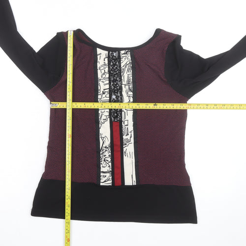 Bleu Blanc Rouge Womens Multicoloured Long Sleeve Jersey Blouse Size 14