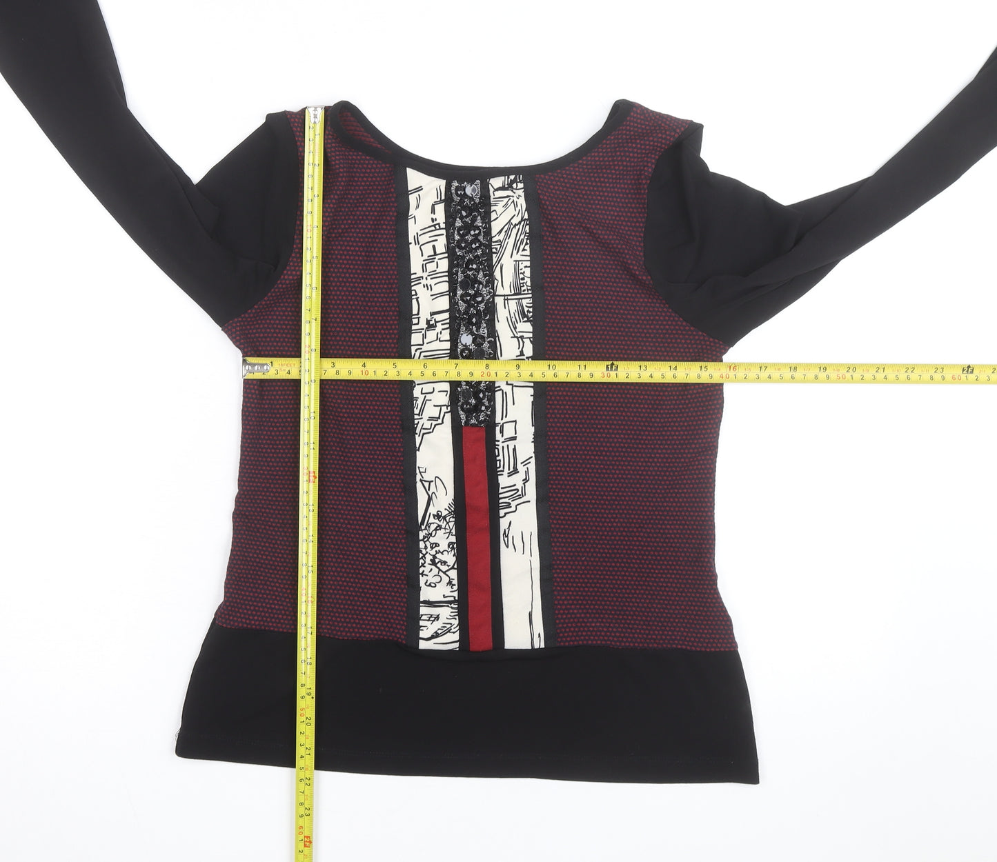 Bleu Blanc Rouge Womens Multicoloured Long Sleeve Jersey Blouse Size 14