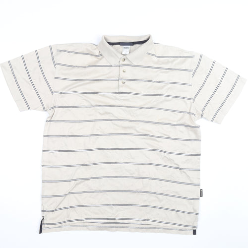 Decathlon Creation Men’s Beige Striped Cotton Polo Shirt Size M