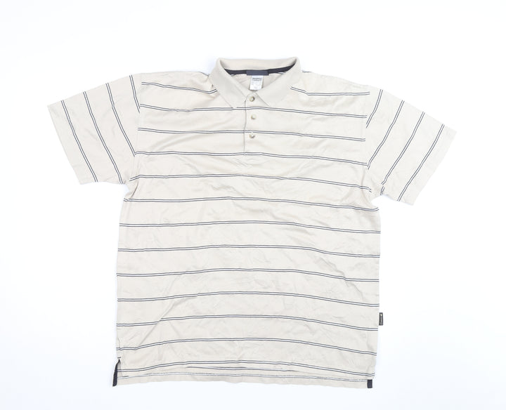 Decathlon Creation Men’s Beige Striped Cotton Polo Shirt Size M