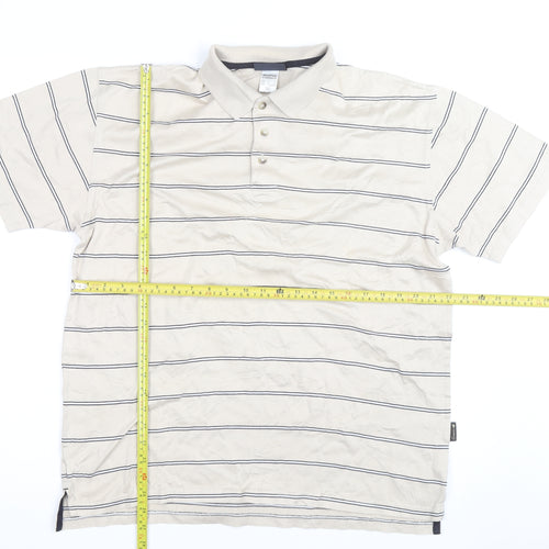 Decathlon Creation Men’s Beige Striped Cotton Polo Shirt Size M