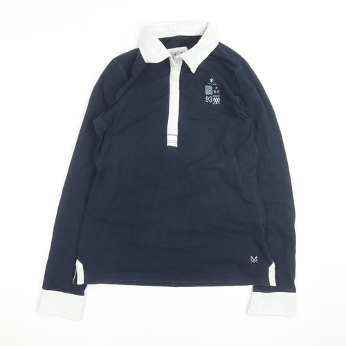 Crew Clothing Co Womens Blue Collared Long Sleeve Polo Shirt Size 10