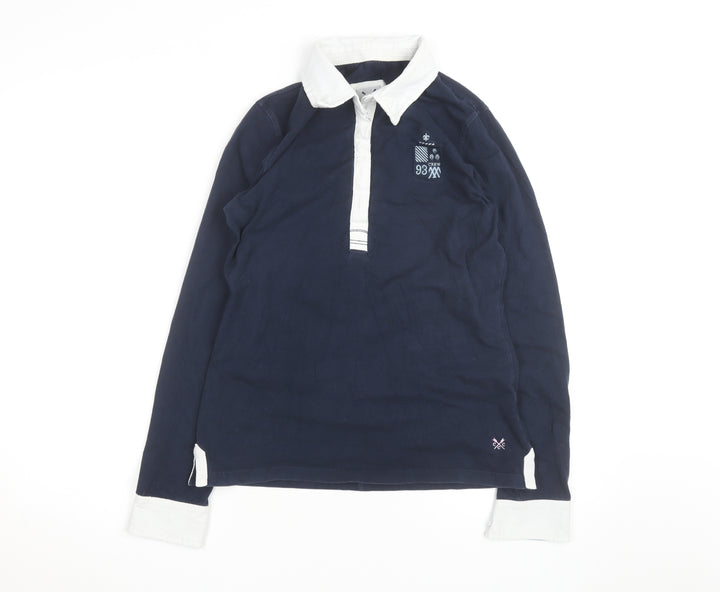 Crew Clothing Co Womens Blue Collared Long Sleeve Polo Shirt Size 10