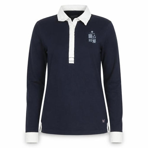 Crew Clothing Co Womens Blue Collared Long Sleeve Polo Shirt Size 10