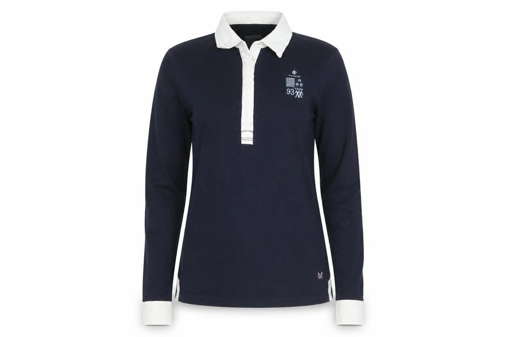 Crew Clothing Co Womens Blue Collared Long Sleeve Polo Shirt Size 10