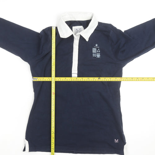 Crew Clothing Co Womens Blue Collared Long Sleeve Polo Shirt Size 10