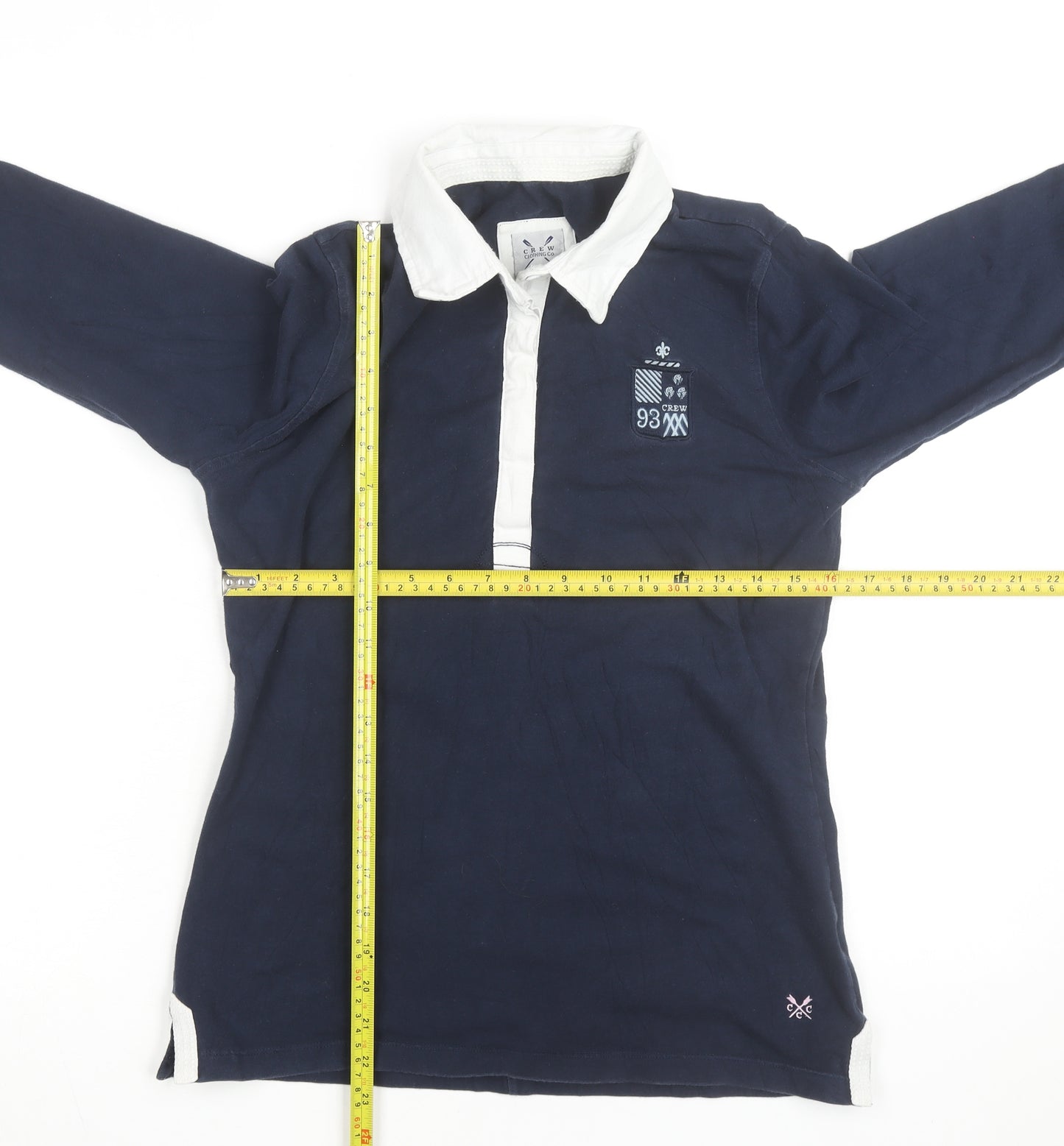 Crew Clothing Co Womens Blue Collared Long Sleeve Polo Shirt Size 10