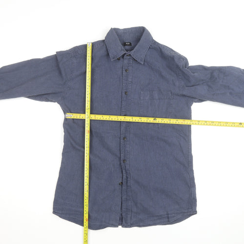 Uniqlo Men's Blue Linen Cotton Long Sleeve Button-Up Shirt S
