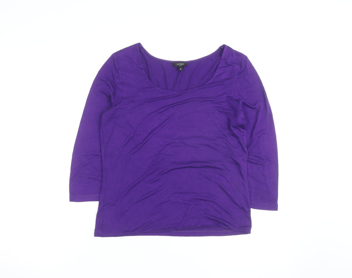 Hobbs Women's Purple 3/4 Sleeve Jersey Scoop Neck Top Size M
