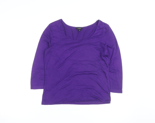 Hobbs Women's Purple 3/4 Sleeve Jersey Scoop Neck Top Size M