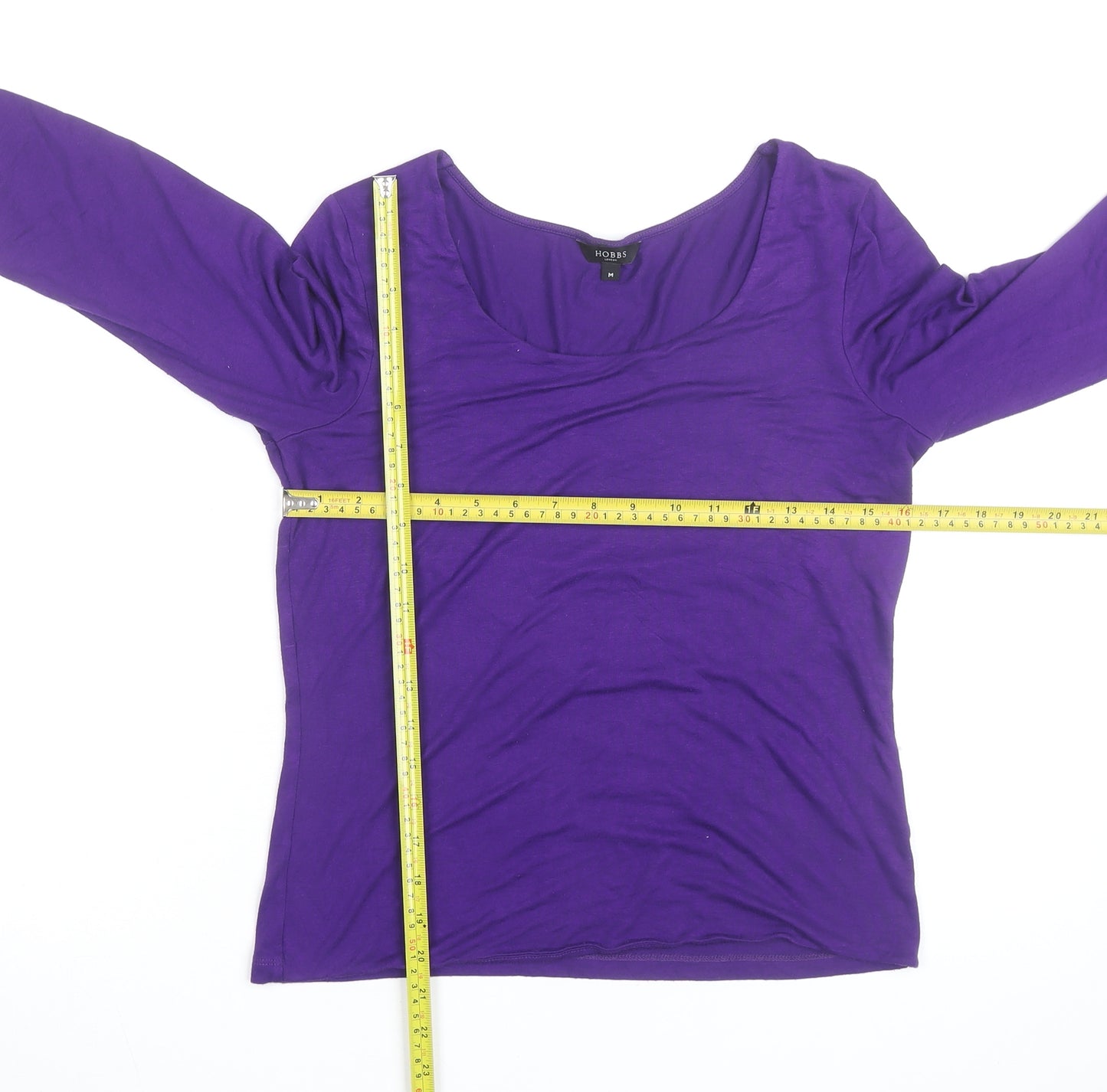 Hobbs Women's Purple 3/4 Sleeve Jersey Scoop Neck Top Size M