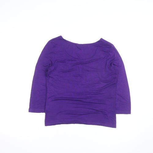 Hobbs Women's Purple 3/4 Sleeve Jersey Scoop Neck Top Size M