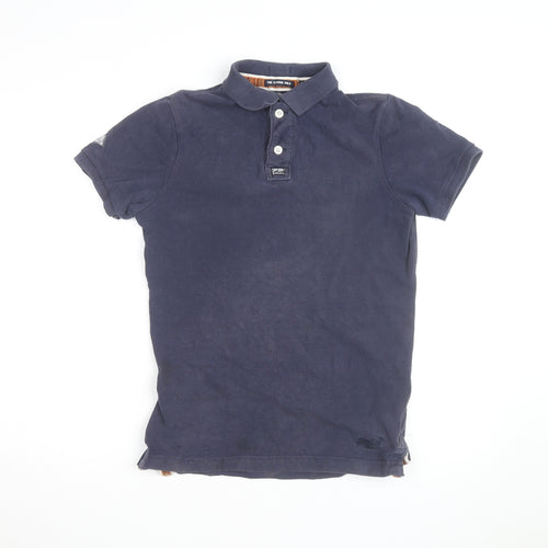 Superdry Men's Blue Slim Fit Cotton Polo Shirt Size M