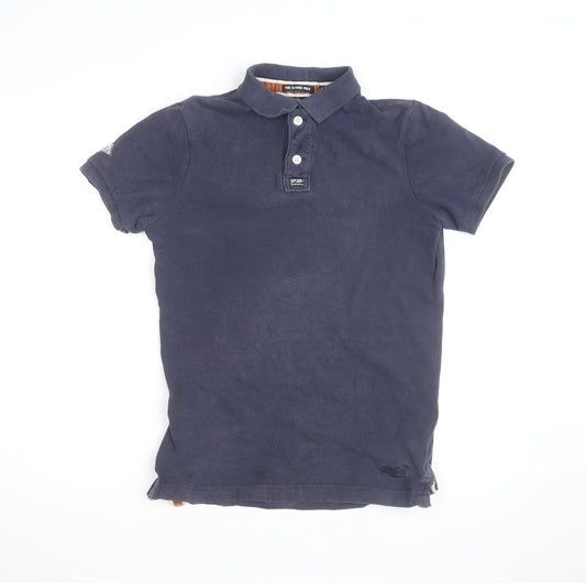 Superdry Men's Blue Slim Fit Cotton Polo Shirt Size M