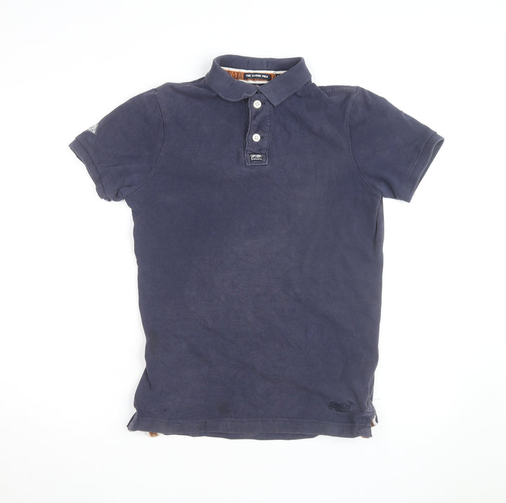 Superdry Men's Blue Slim Fit Cotton Polo Shirt Size M