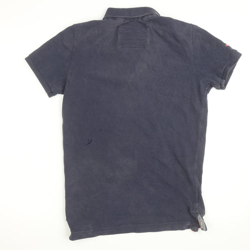 Superdry Men's Blue Slim Fit Cotton Polo Shirt Size M