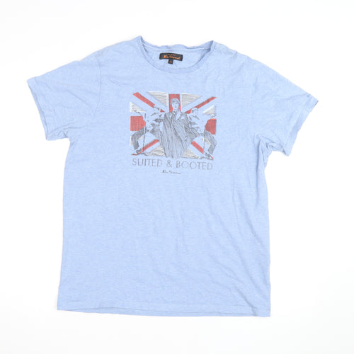 Ben Sherman Men's Blue Union Jack Graphic Crew Neck T-Shirt XL