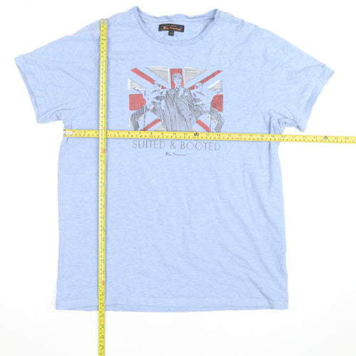 Ben Sherman Men's Blue Union Jack Graphic Crew Neck T-Shirt XL