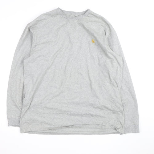 Carhartt Men’s Grey Long Sleeve Cotton Crew Neck Top 2XL