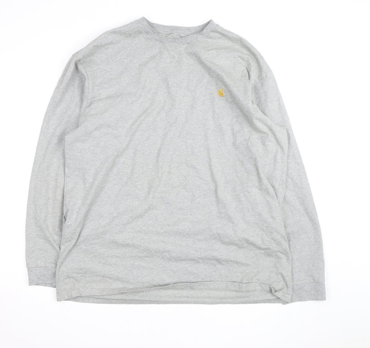 Carhartt Men’s Grey Long Sleeve Cotton Crew Neck Top 2XL