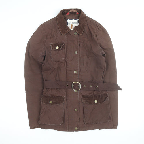 Fat Face Women's Brown Belted Utility Jacket Size 8 Cotton Waxed Style