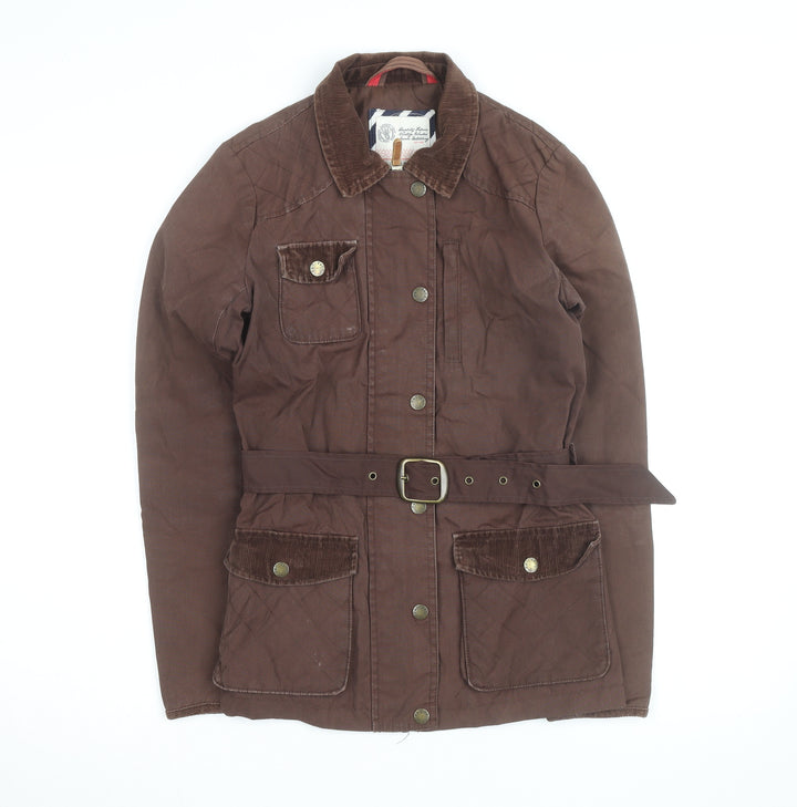 Fat Face Women's Brown Belted Utility Jacket Size 8 Cotton Waxed Style