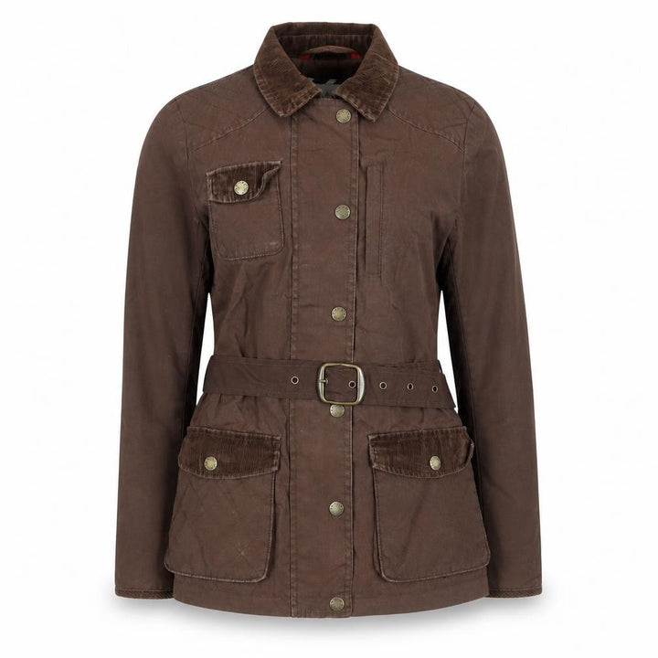 FatFace Women's Brown Belted Utility Jacket Size 8 Cotton Waxed Style