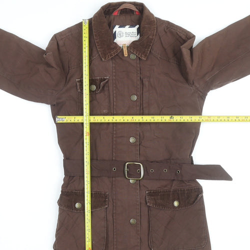 Fat Face Women's Brown Belted Utility Jacket Size 8 Cotton Waxed Style