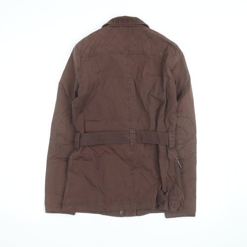 Fat Face Women's Brown Belted Utility Jacket Size 8 Cotton Waxed Style