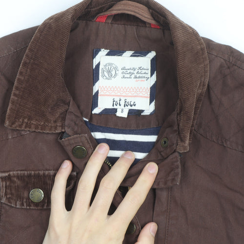 Fat Face Women's Brown Belted Utility Jacket Size 8 Cotton Waxed Style