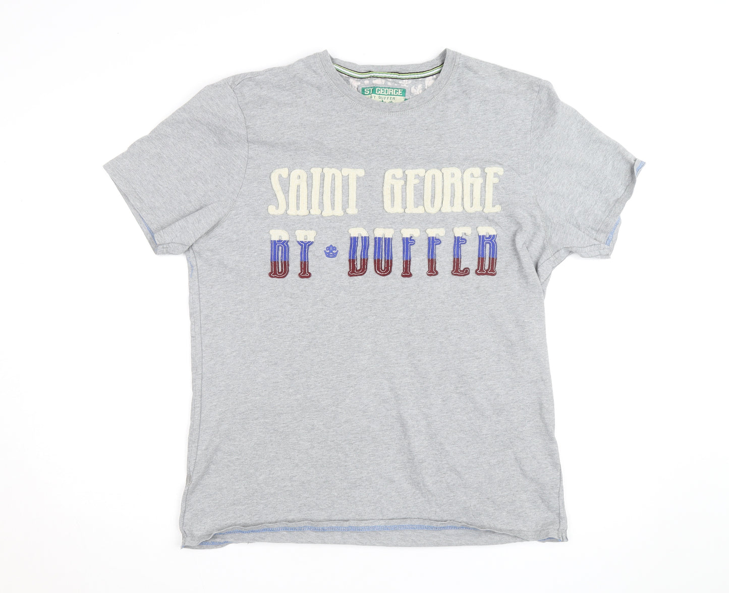 St George By Duffer Men's Grey Graphic T-Shirt Size L