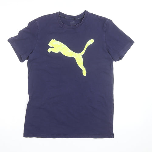 Puma Boys Blue Graphic Logo Sports T-Shirt 15-16 Years Regular Fit