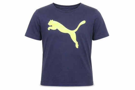 Puma Boys Blue Graphic Logo Sports T-Shirt 15-16 Years Regular Fit