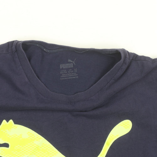 Puma Boys Blue Graphic Logo Sports T-Shirt 15-16 Years Regular Fit