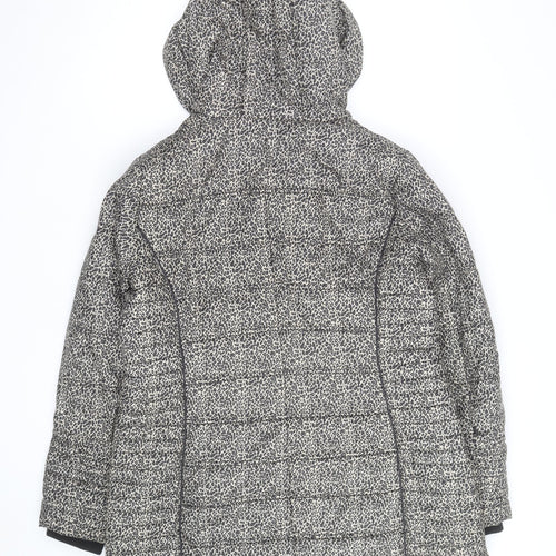 Centigrade Women's Grey Animal Print Hooded Puffer Jacket Size L