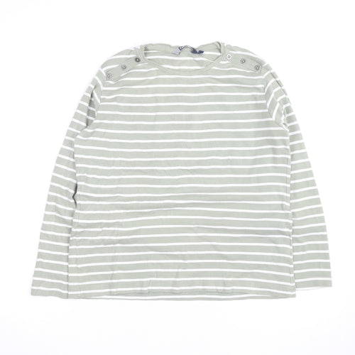 Wee Women’s Green White Striped Long Sleeve Cotton T-Shirt Size 18-20