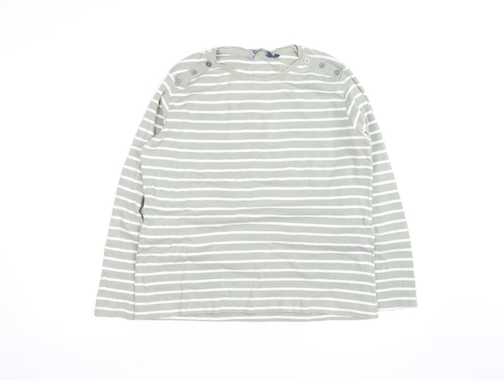 Wee Women’s Green White Striped Long Sleeve Cotton T-Shirt Size 18-20