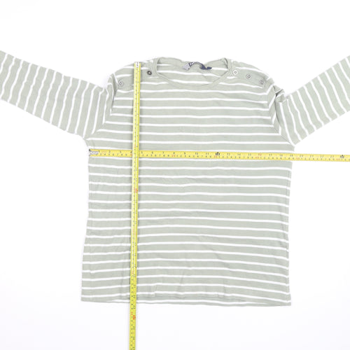 Wee Women’s Green White Striped Long Sleeve Cotton T-Shirt Size 18-20