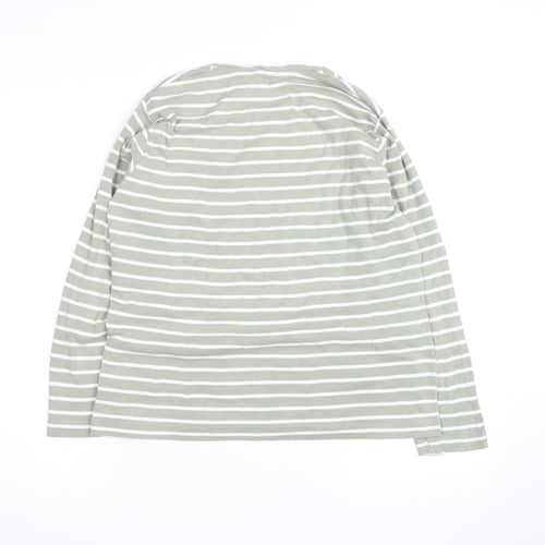 Wee Women’s Green White Striped Long Sleeve Cotton T-Shirt Size 18-20